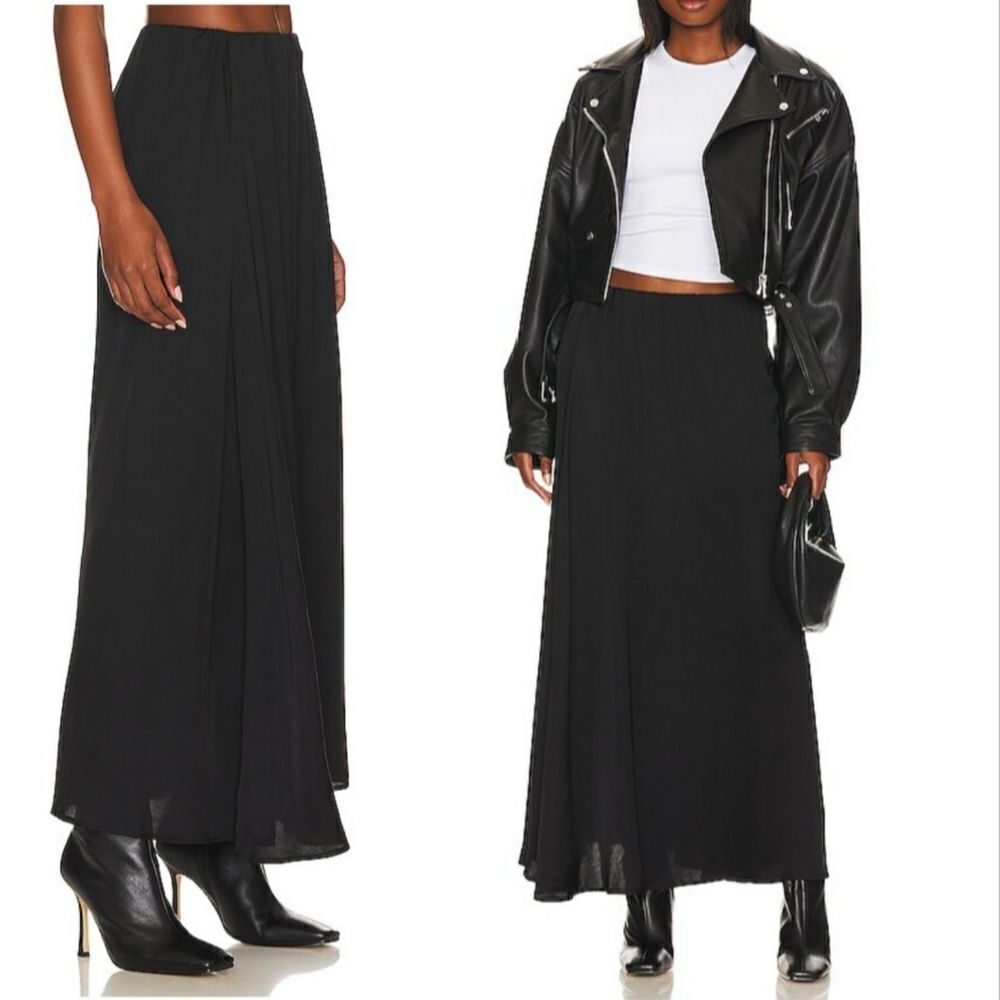 $198 REVOLVE DONNI silky simple maxi skirt jet black XL EXTRA LARGE sold out